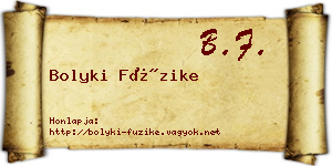 Bolyki Füzike névjegykártya